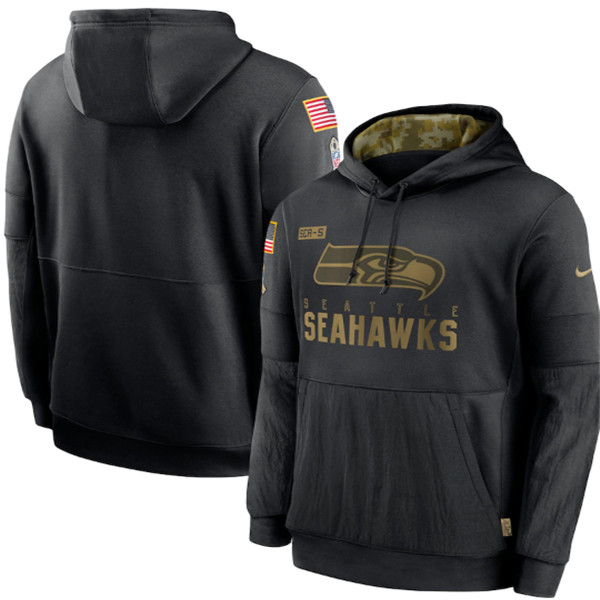 Men's Seattle Seahawks Black Salute To Service Sideline Performance Pullover Hoodie 2020